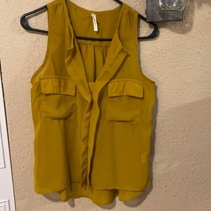 Mustard Colored Sleeveless Blouse Size S